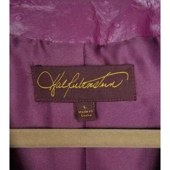 Vintage Hal Rubenstein Sz. L Purple Textured 100% Leather Jacket W/Pockets - Picture 2 of 7
